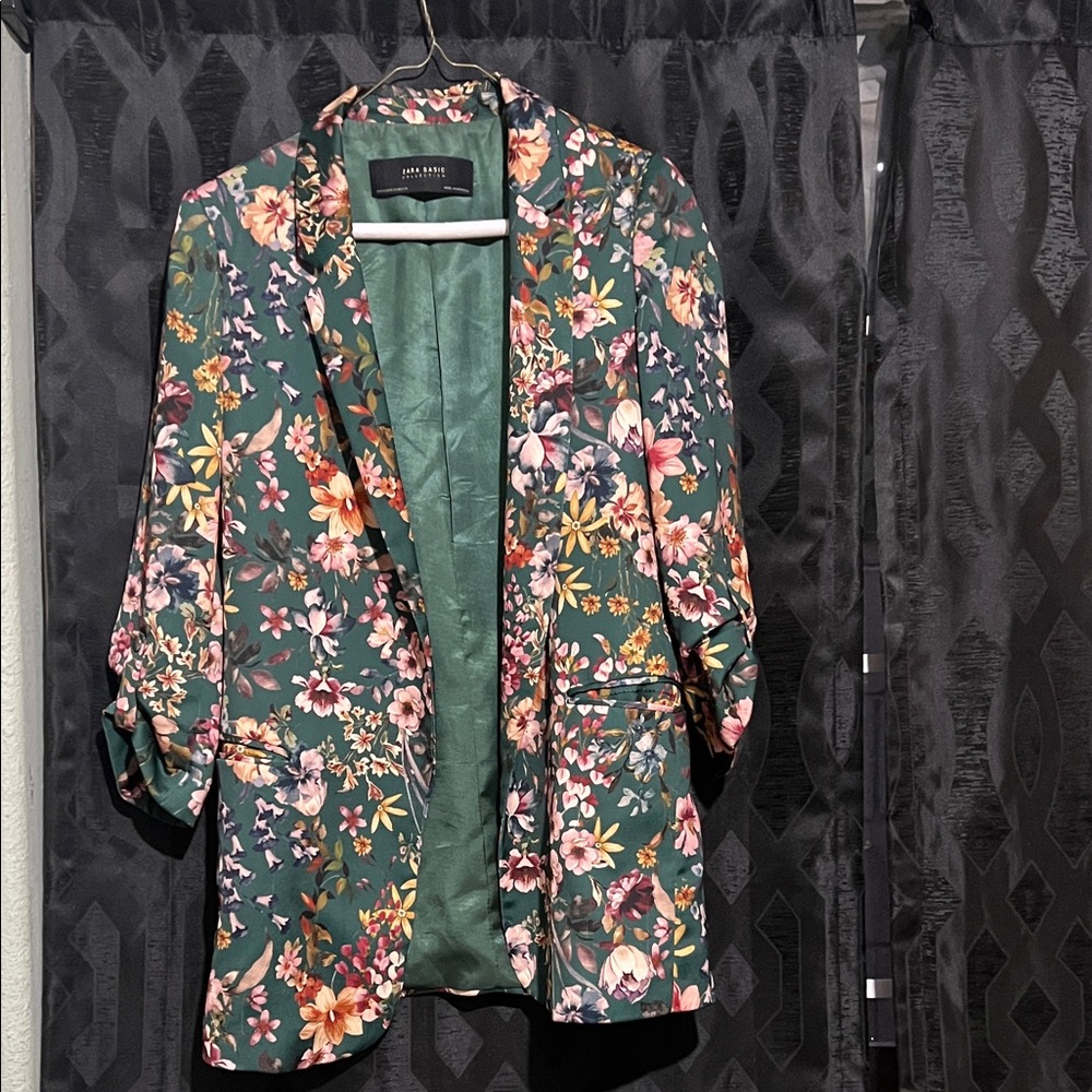 Zara Floral Blazer - Green and Multicolor